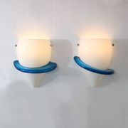 1990s Pair of “Blue Swan” wall lamps by Tinu Aufiero for Venini, Italy