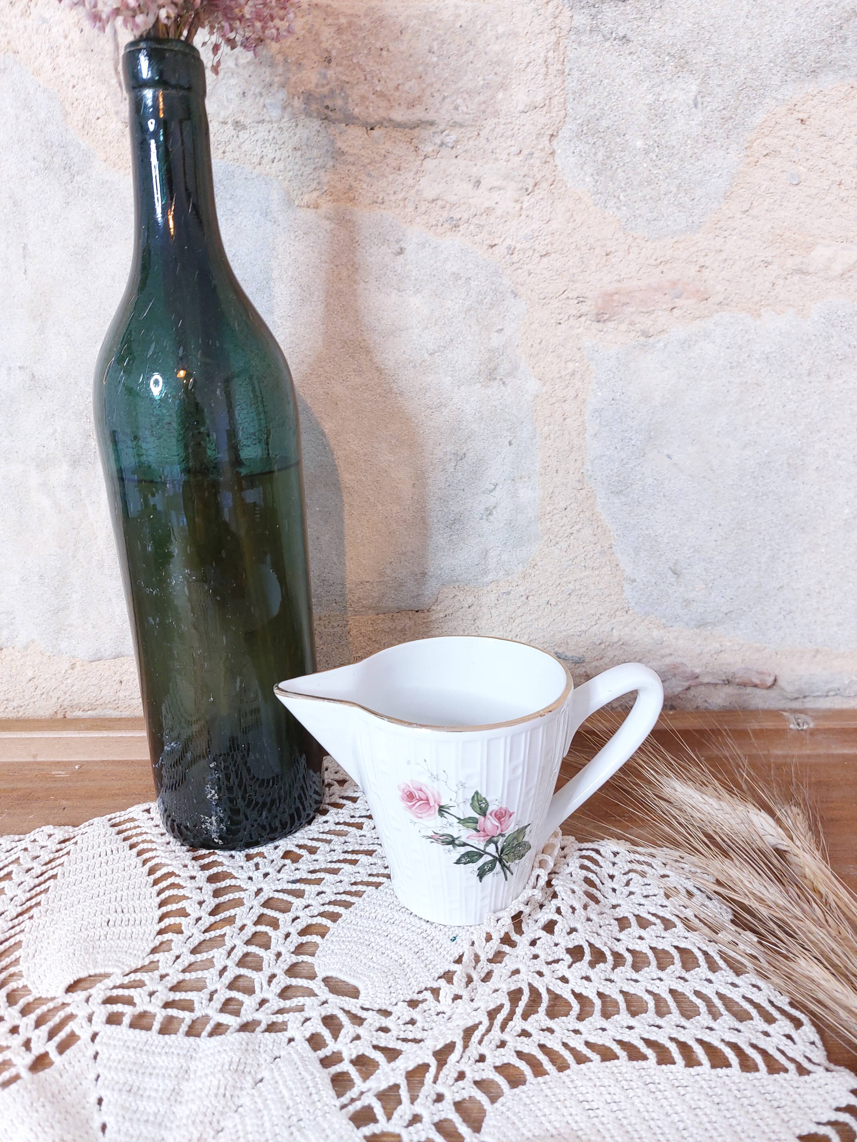 Luneville KG France milk jug, pink rose decor