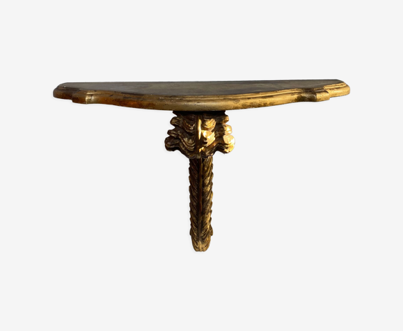 Console murale en bois et stuque dorée ancienne