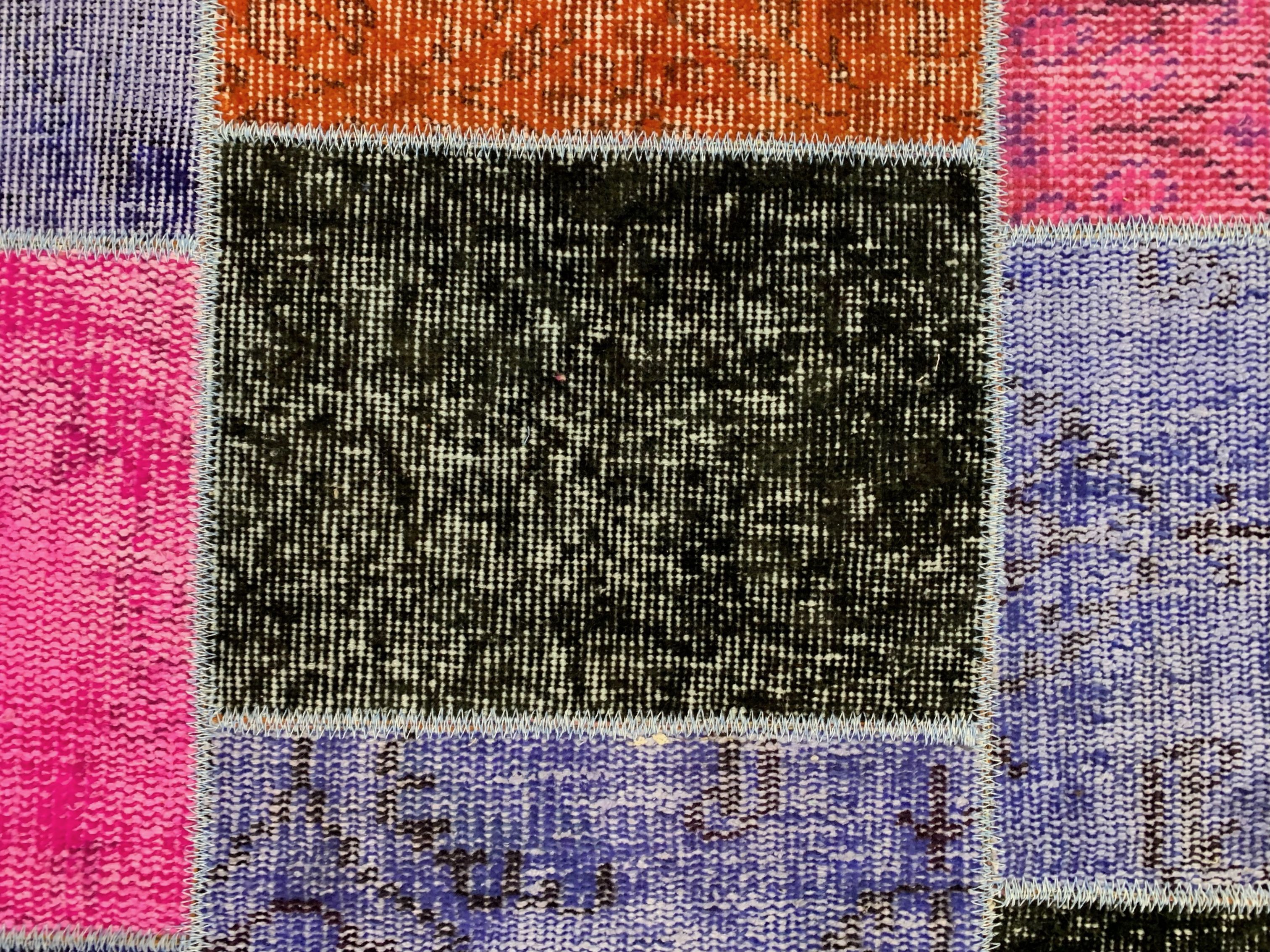 Distressed vintage turkish patchwork rug 150x100 cm wool medium
