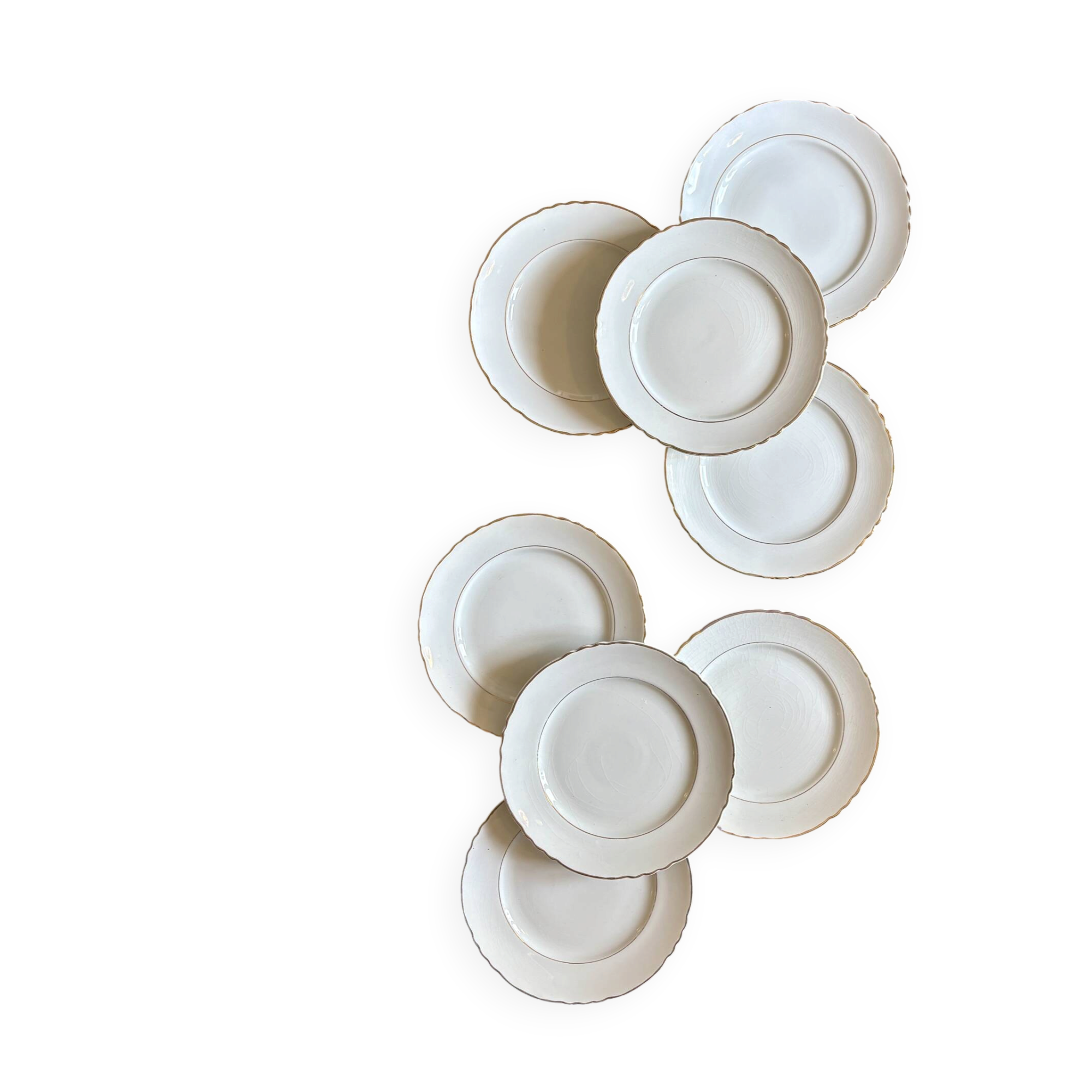 Set of 8 vintage dessert plates Moulin des Loups