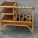 70s rattan telephone bench
