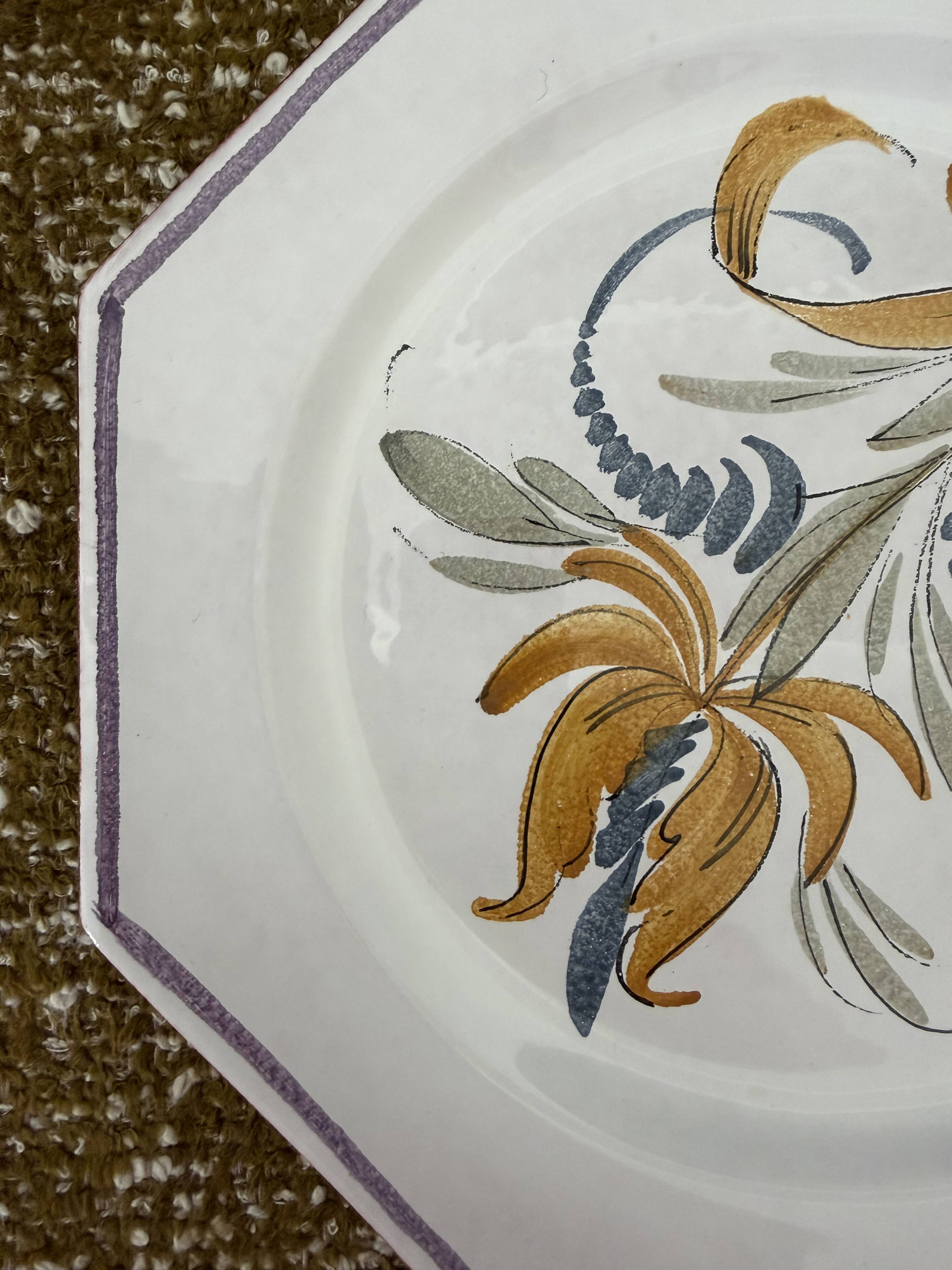 Hand-painted octagonal plate