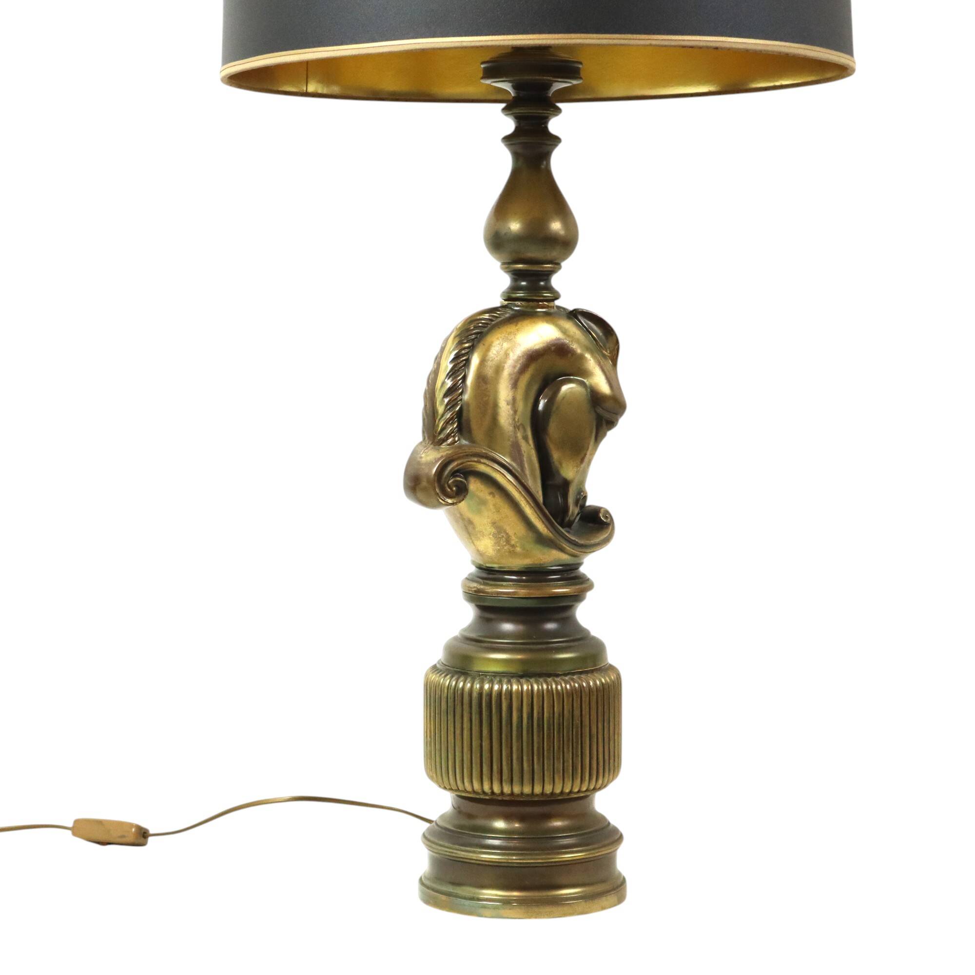 Lusterie Deknudt Vintage Horse Head Table Lamp XL Brass