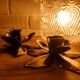 Duo of brass star candle holders