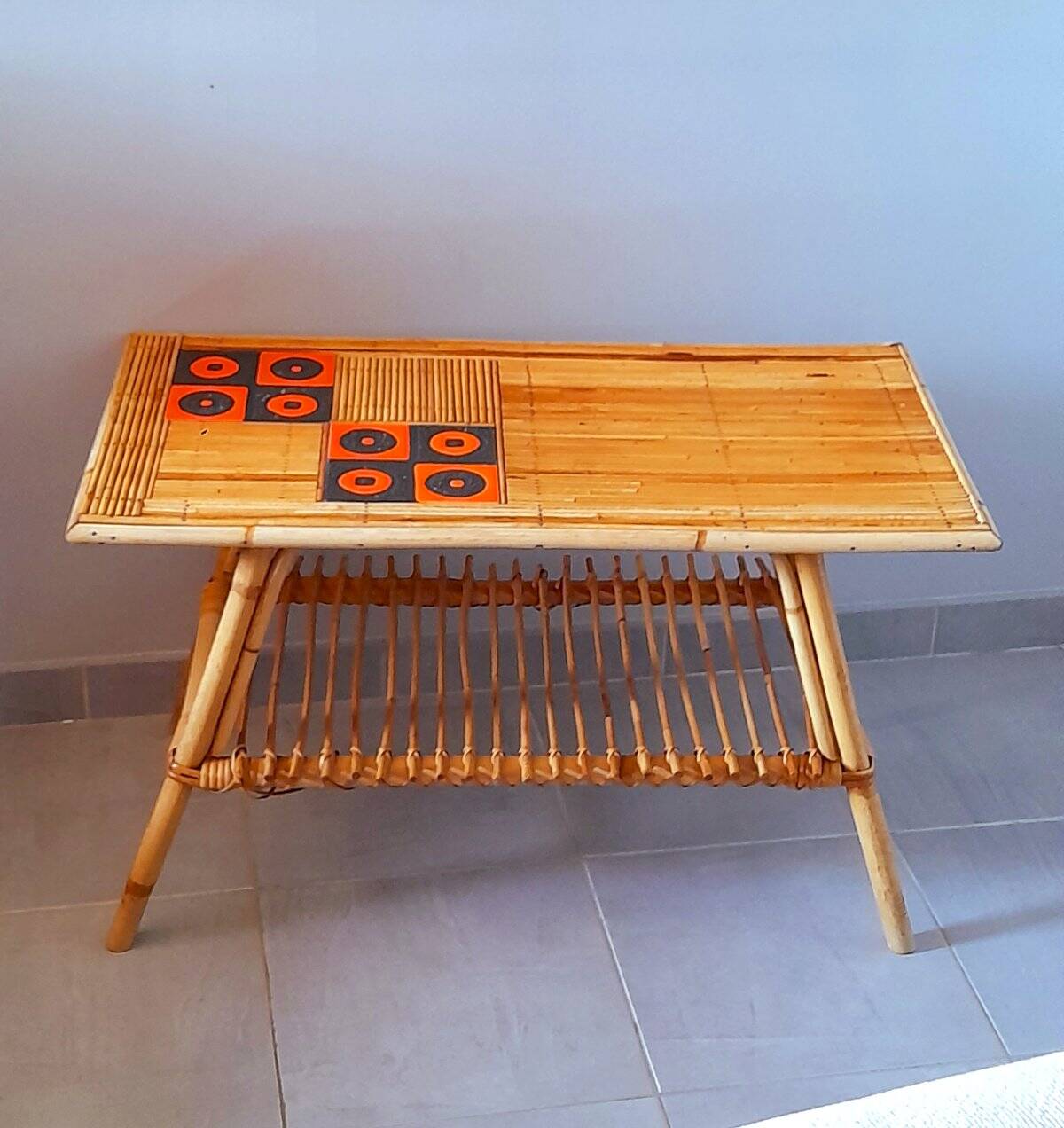 Audoux Minet/Capron rattan coffee table 1950