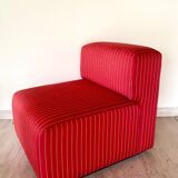 Pair of red striped armchairs from the 1980s