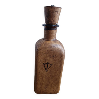 Vintage glass and leather whiskey decanter