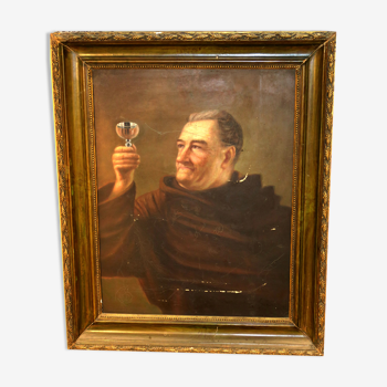 Oil on canvas with frame depicting a churchman