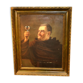 Oil on canvas with frame depicting a churchman