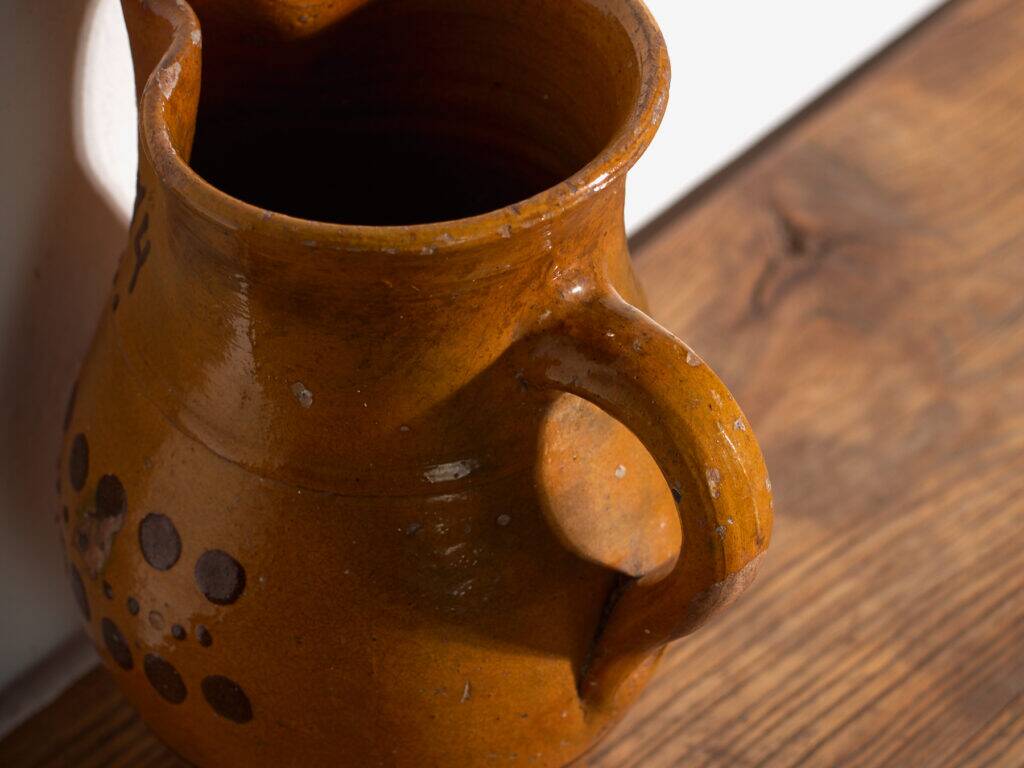 Old glazed ceramic jug – Central Europe, 1974