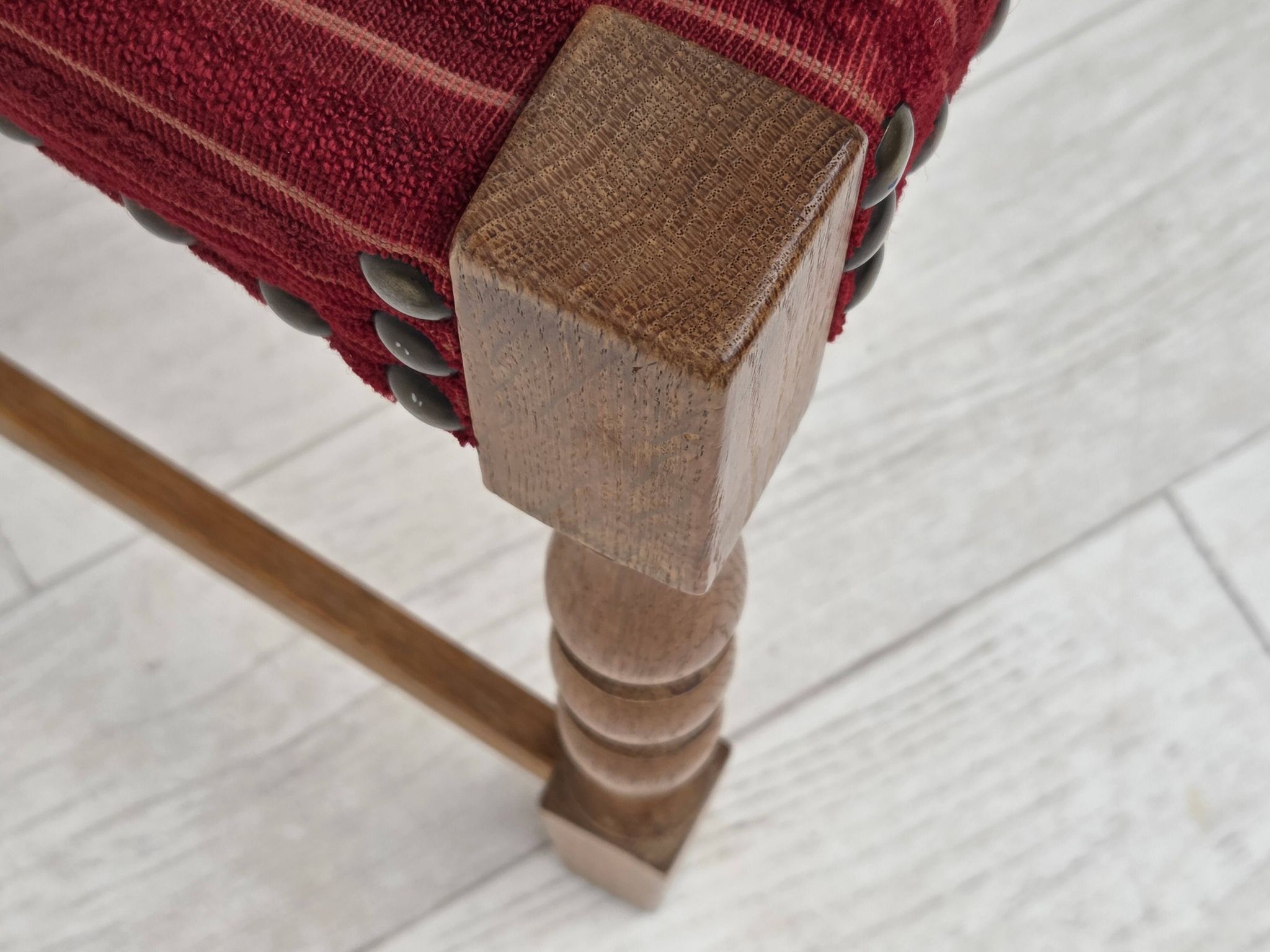 1970s, set of 6 Danish dining chairs, oak wood, furniture wool.