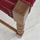 1970s, set of 6 Danish dining chairs, oak wood, furniture wool.