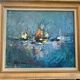 Oil on panel Arcachon Bay Cap Ferret Lighthouse 1970 signed J.Dubroc