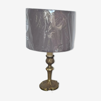 Brass table lamp and lampshade