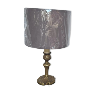 Brass table lamp and lampshade