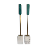 Pair of brass and marble bookends