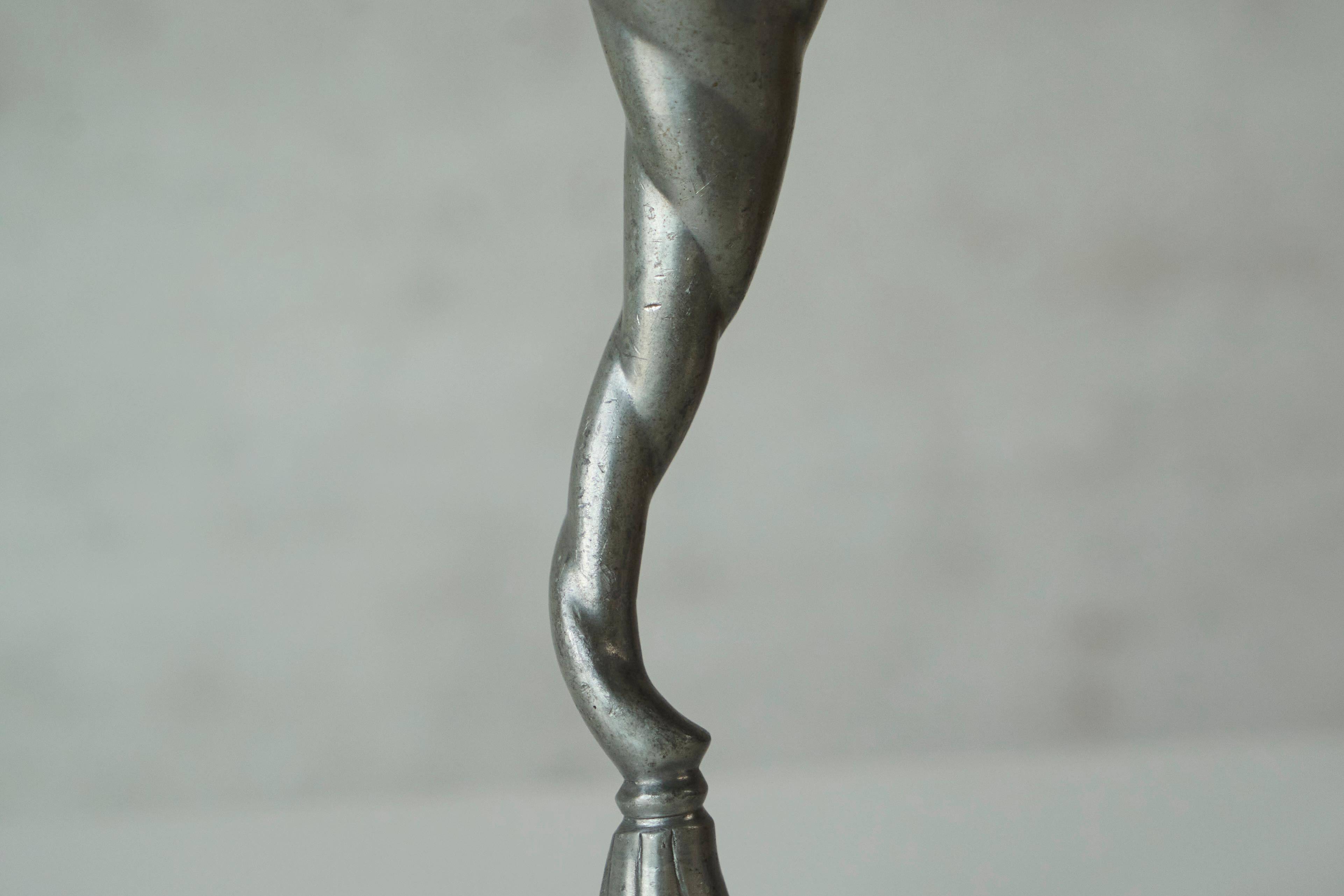 Art Nouveau chandelier sculptural in tin around 1900