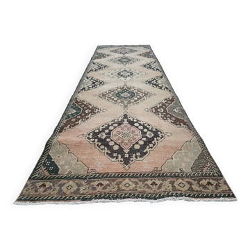 Vintage Turkish hallway rug 113x385 cm
