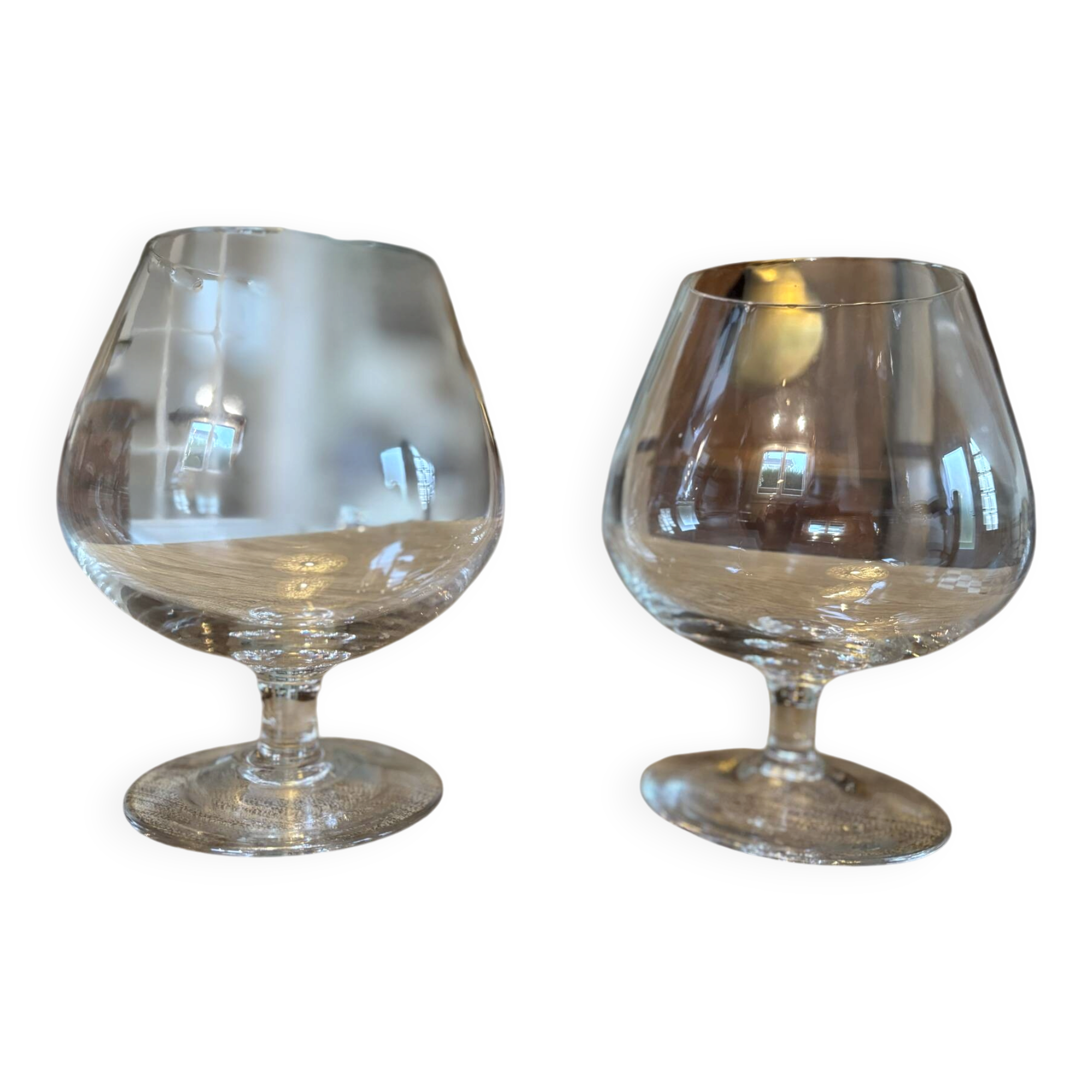 Set of two antique brandy glasses.