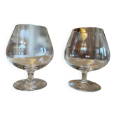 Set of two antique brandy glasses.