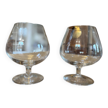 Set of two antique brandy glasses.