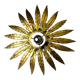 Mid-century modern sunburst light fixture with leaves, French craftsmanship, 1950s