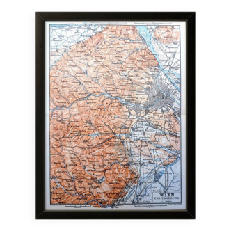 Printed in 1890, map of Vienna, Austria.