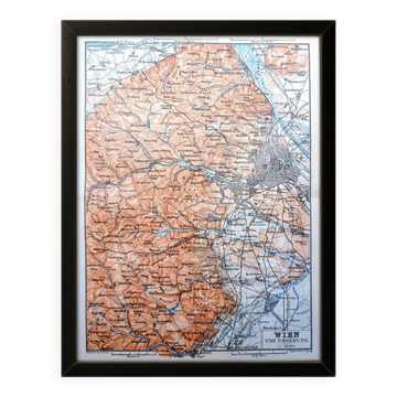 Printed in 1890, map of Vienna, Austria.