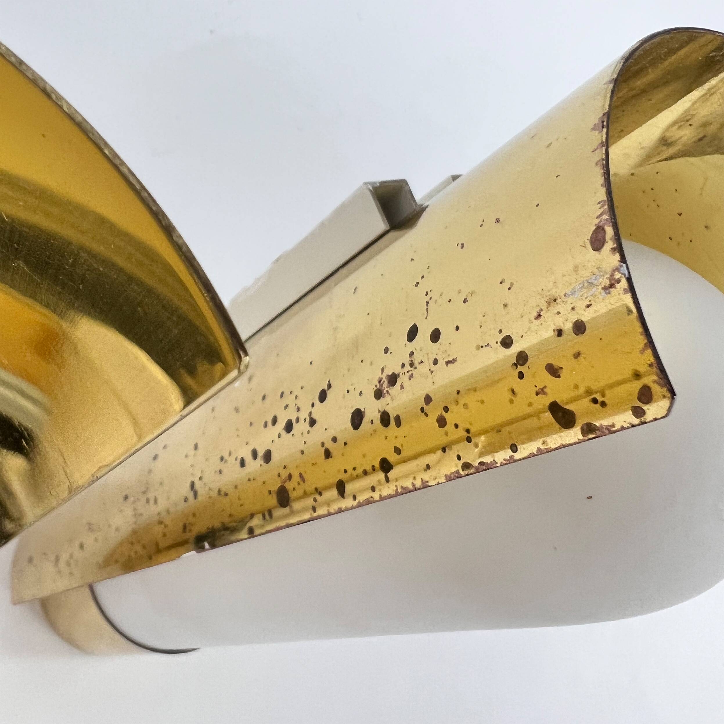 Hollywood Regency Set of 2 Brass and Opaline Glass Scones from Glashütte Limburg, 1970s