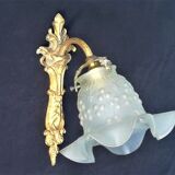 Wall lamp early twentieth in bronze and glass