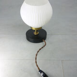 Mid-century brass & opaline table lamp