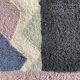 Tapis en laine noué main Tisca à motif géométrique, signé “ILES”, France, années 1990