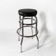 Vintage bar stool in black skai and chrome metal