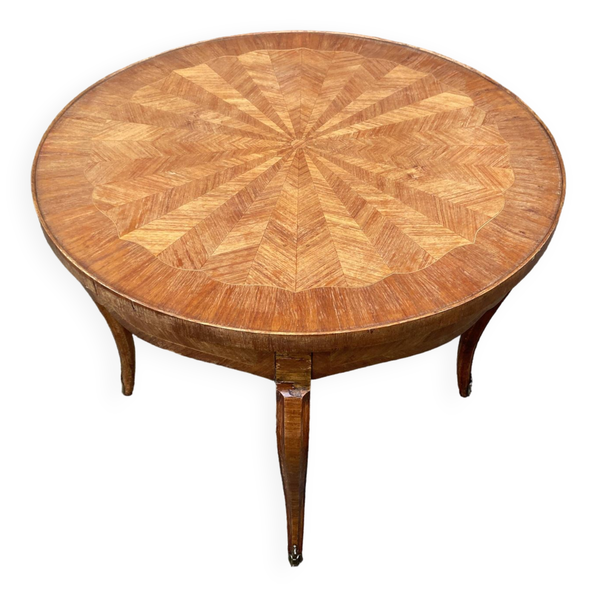 Regency style coffee table Inlaid pedestal table, curved legs