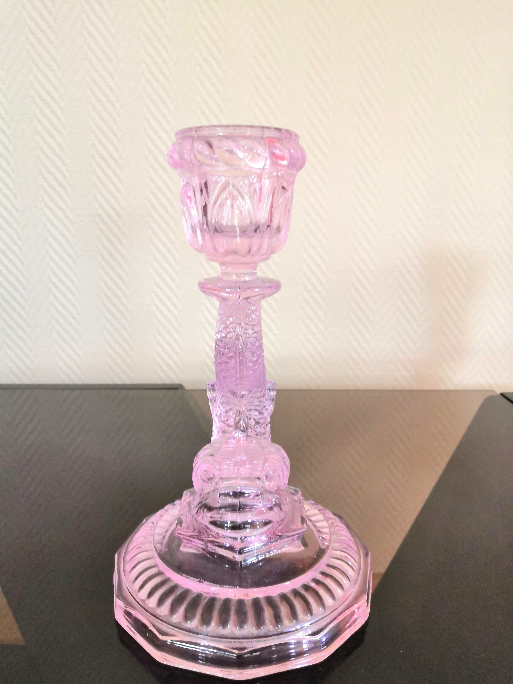 Fish pink glass vase koi design 70s