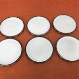 6 stackable dessert plates, Niderviller earthenware, "Prunes" collection