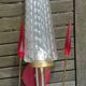 Pair of wall lights Vintage 1950s/60s glass/brass/red flames plastic