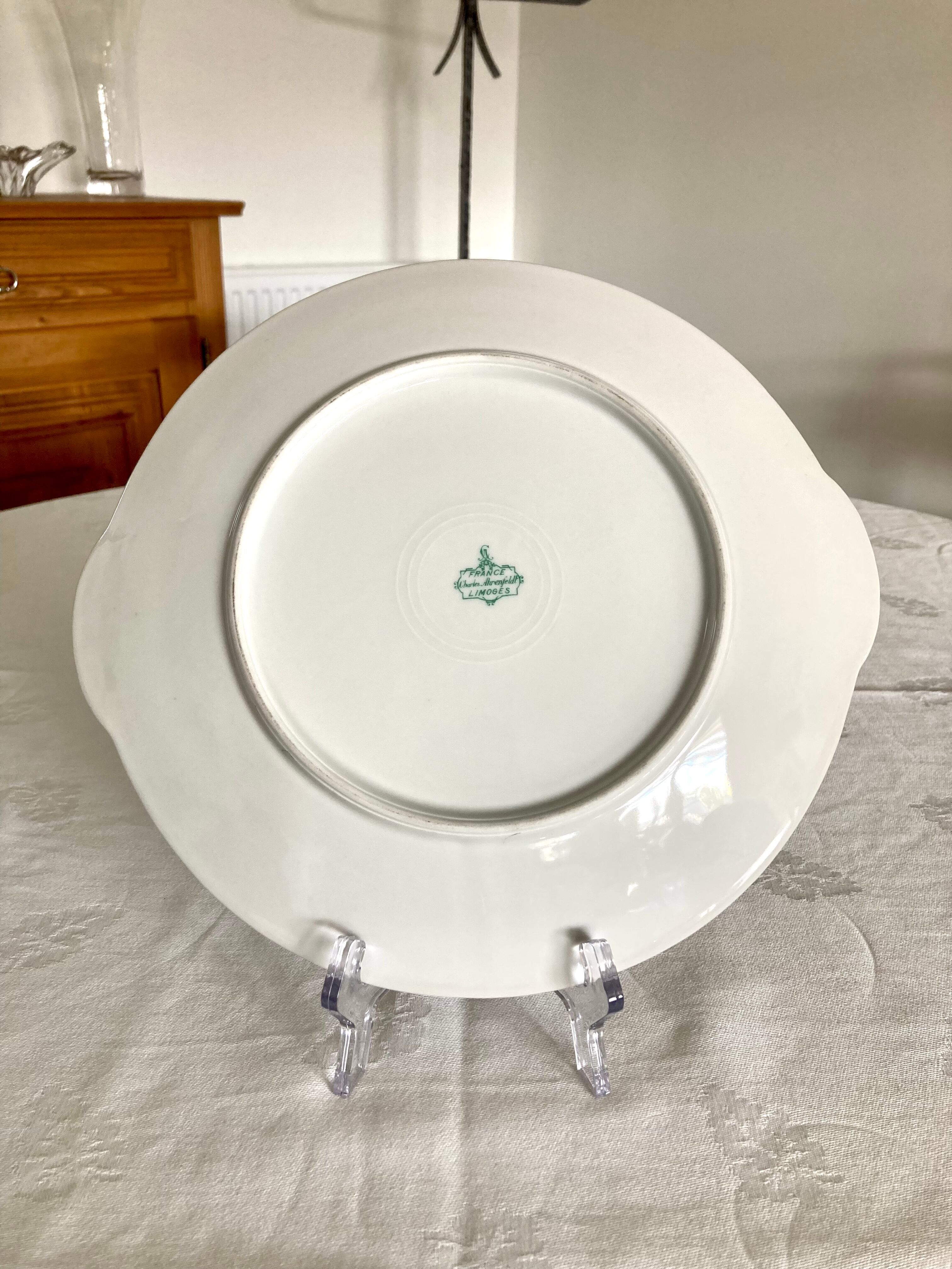 Charles Ahrenfeldt Limoges porcelain cake dish with floral decoration