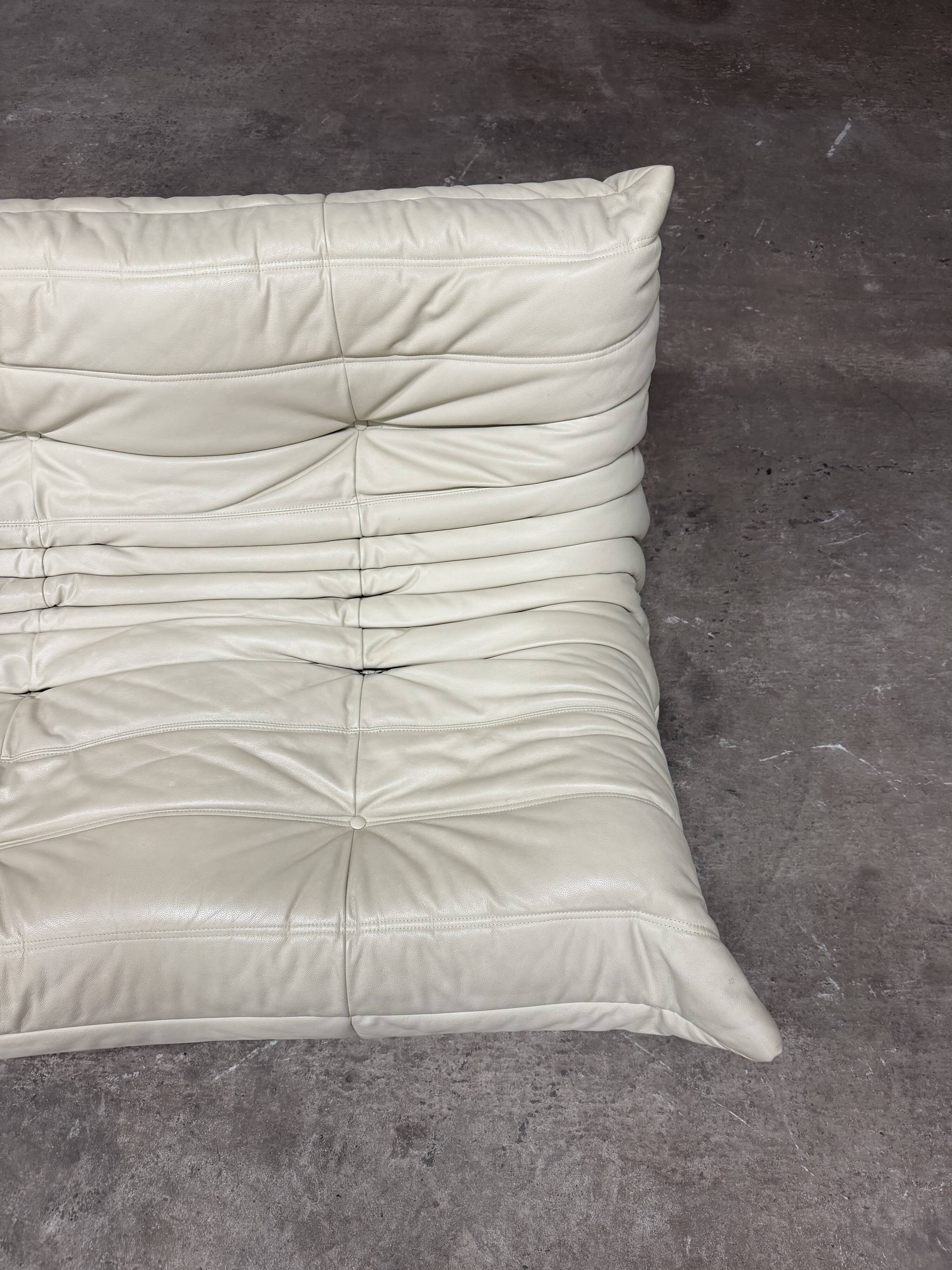 100% authentic Ligne Roset Togo 2-seater + 3-seater, original beige leather.