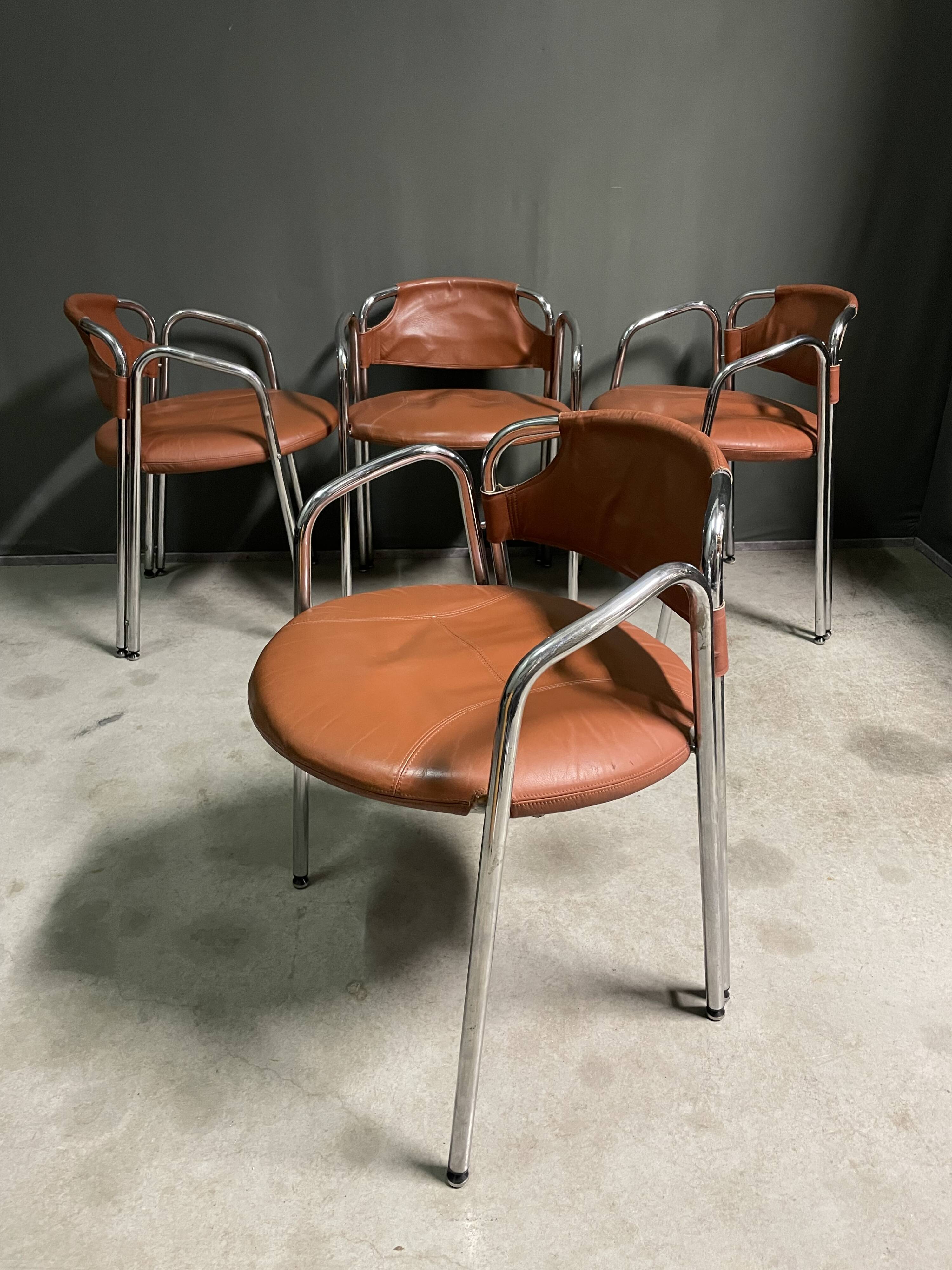 Set of 4 Italian designer chairs 1970's