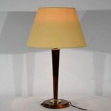 Lampe en acajou et laiton,- 1950
