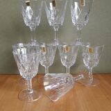 Set of 9 small glasses on foot Vmc Reims France vintage