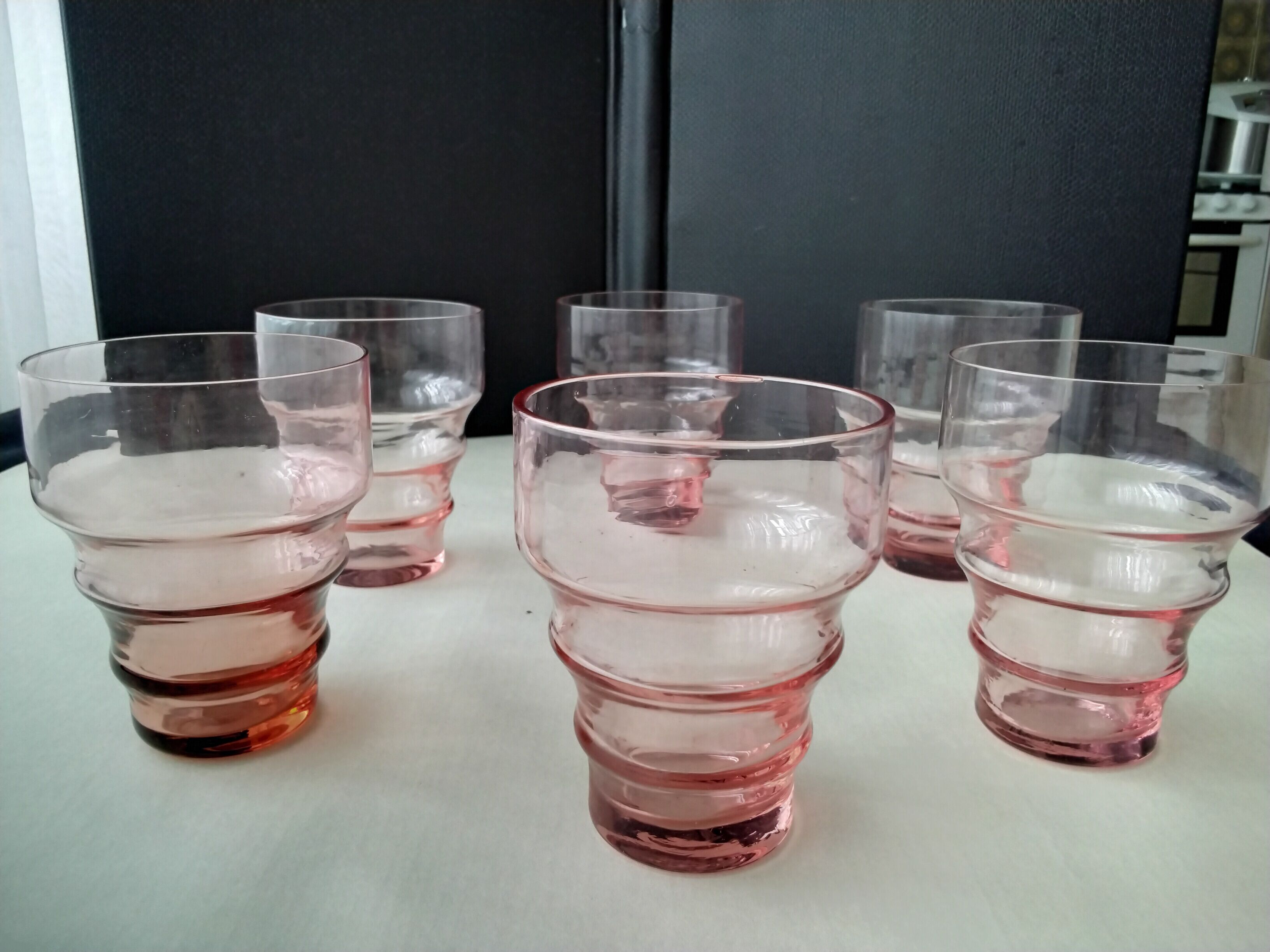 6 Rosé glass table glasses 30s-40s