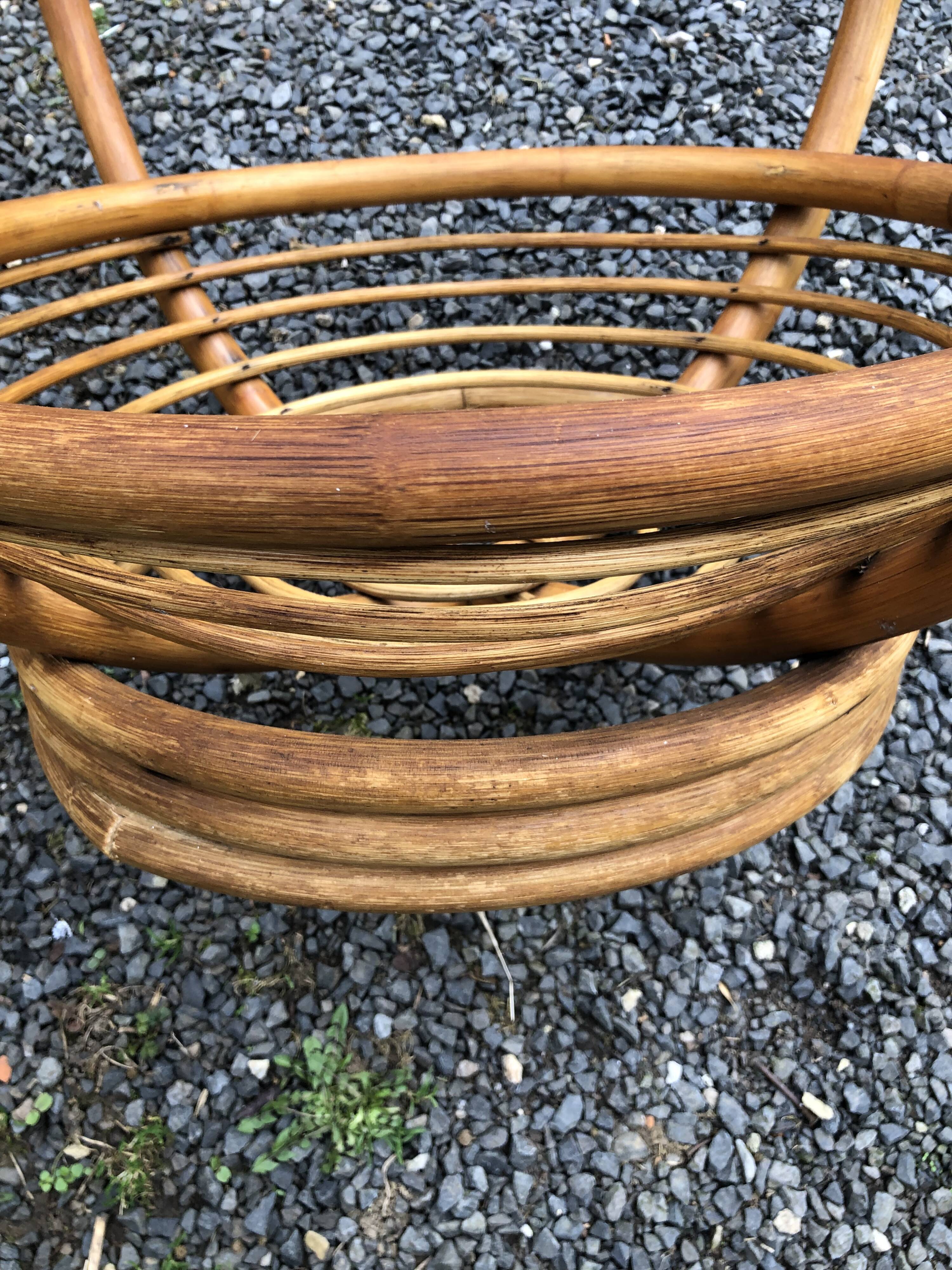 Rattan and glass coffee table