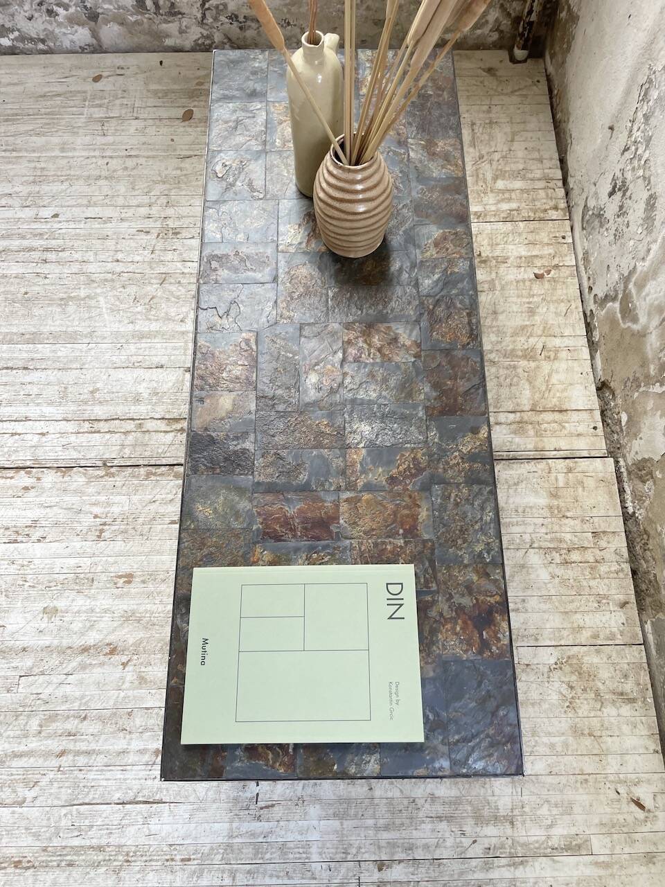 1950s slate coffee table