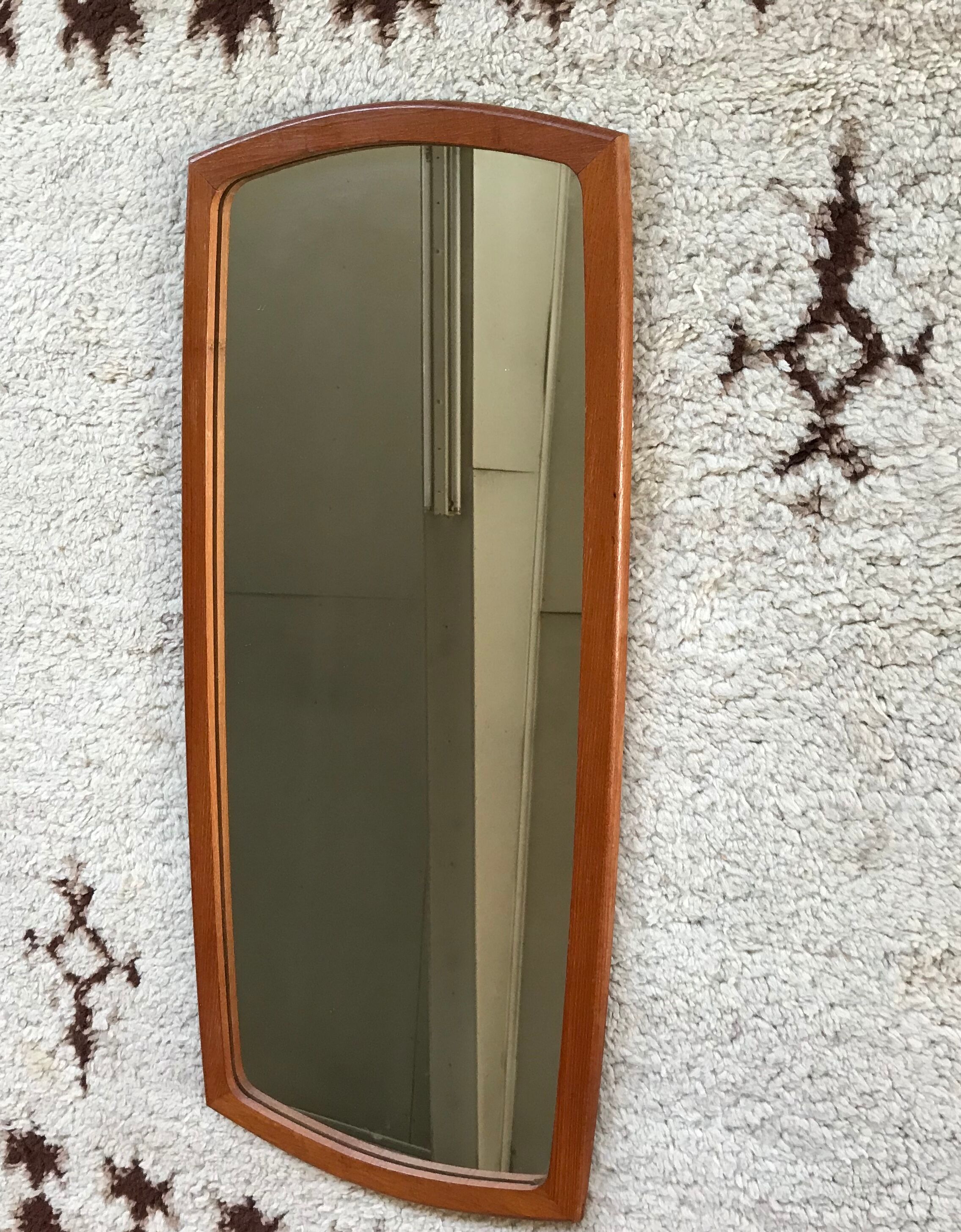Rounded mirror teak 1950 - 79x35cm