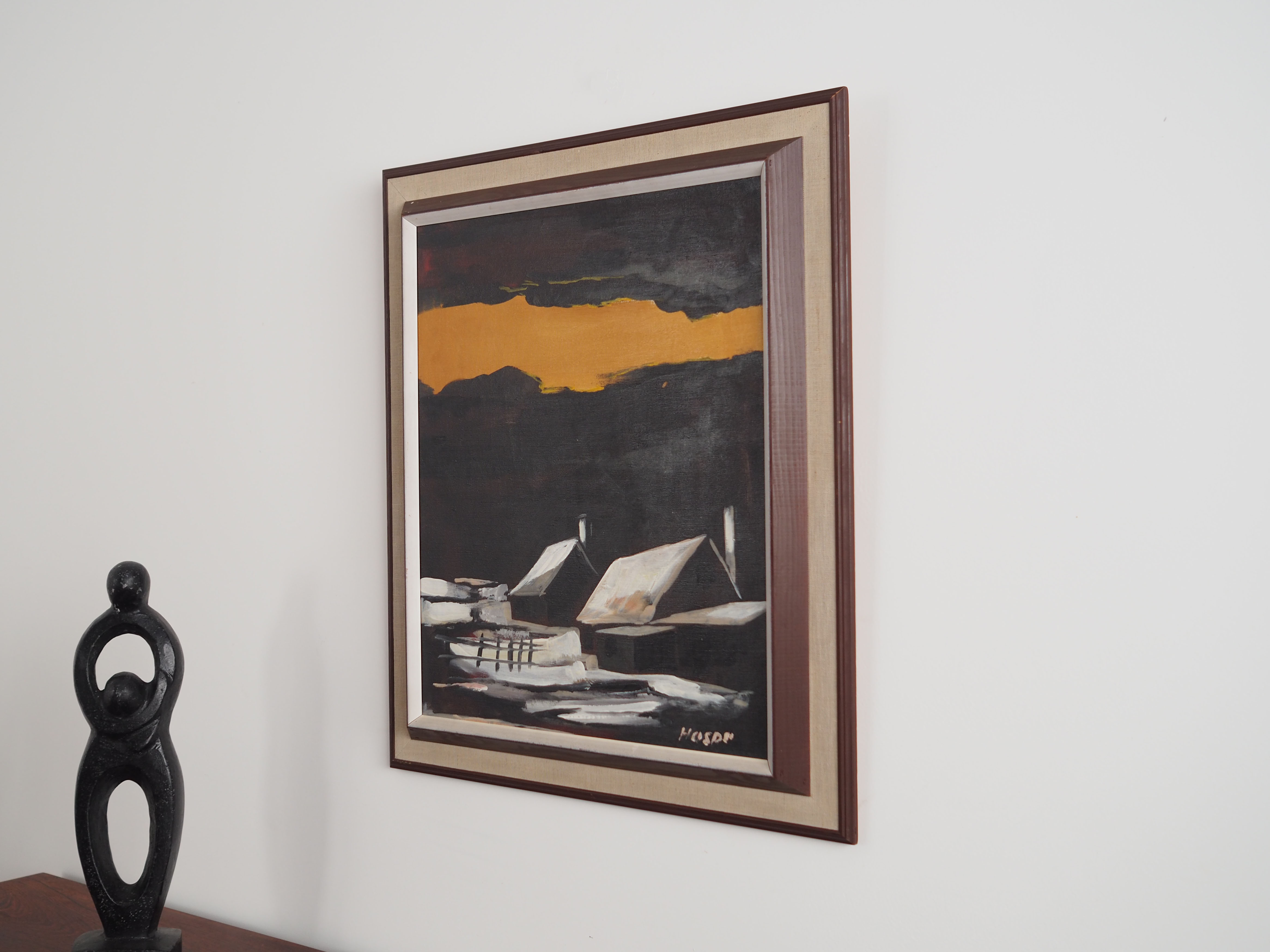 Painting „The Winter Aurora”, Scandinavian design, 1970s