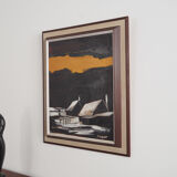 Painting „The Winter Aurora”, Scandinavian design, 1970s