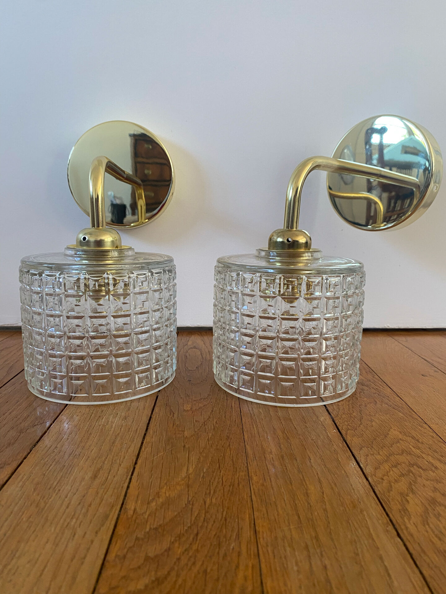 Pair of vintage glass globe wall lights